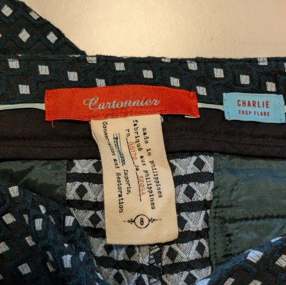 💚🖤 Anthropologie Cartonnier Textured Charlie Crop Flare Trousers, 8 - Picture 4 of 11